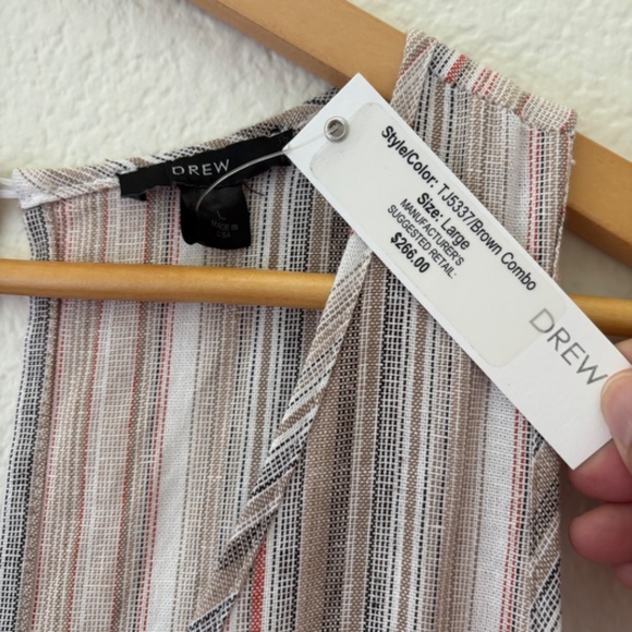DREW neutral striped linen blend sleeveless jumpsuit NWT Size Large - Picture 4 of 7
